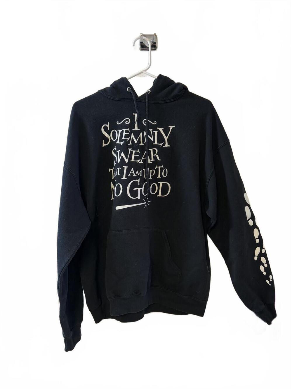 Harry Potter Black Hoodie with 'I Solemnly Swear That I Am Up To No Good' Print